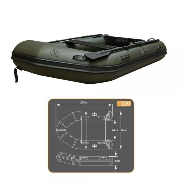 Fox 240 Inflatable Rubber Boat 2.4m Green - Image 2